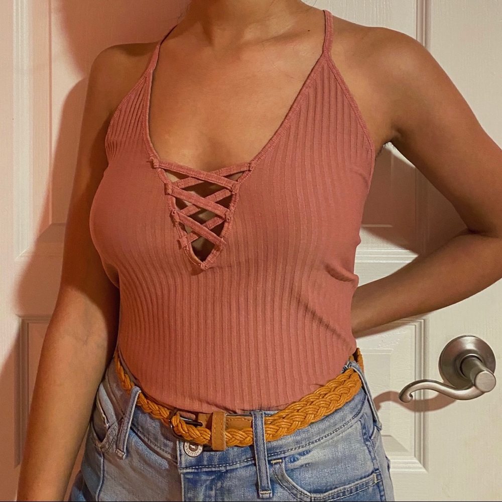 Salmon Bink Ribbed Bodysuit